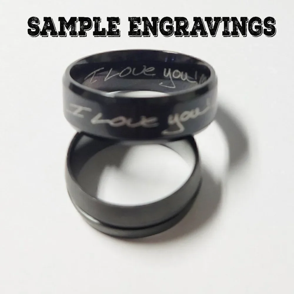 Engraved Men's Rose Gold and ceramic Promise Ring Band - Promise Ring For Guys